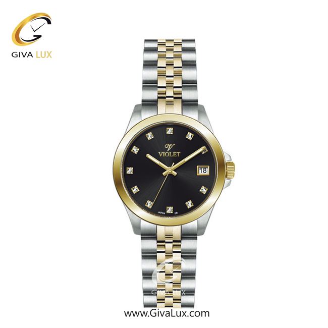 ساعت مچی اورجینال زنانه ویولت VIOLET طلایی-نقره ای | طلایی-نقره ای| مشکی| کد رفرنس 0642/2 سایز کوچک